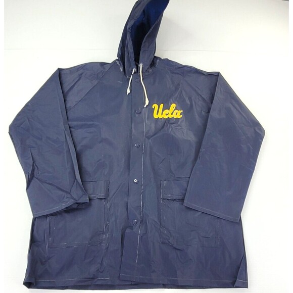 UCLA Aqua Sheen Blue Medium Men's Raincoat Jacket Vinyl - Picture 2 of 4